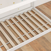 Single Wooden House Bed Frame for Kids with Slatted Base Fits 90 x 190 cm Mattress White