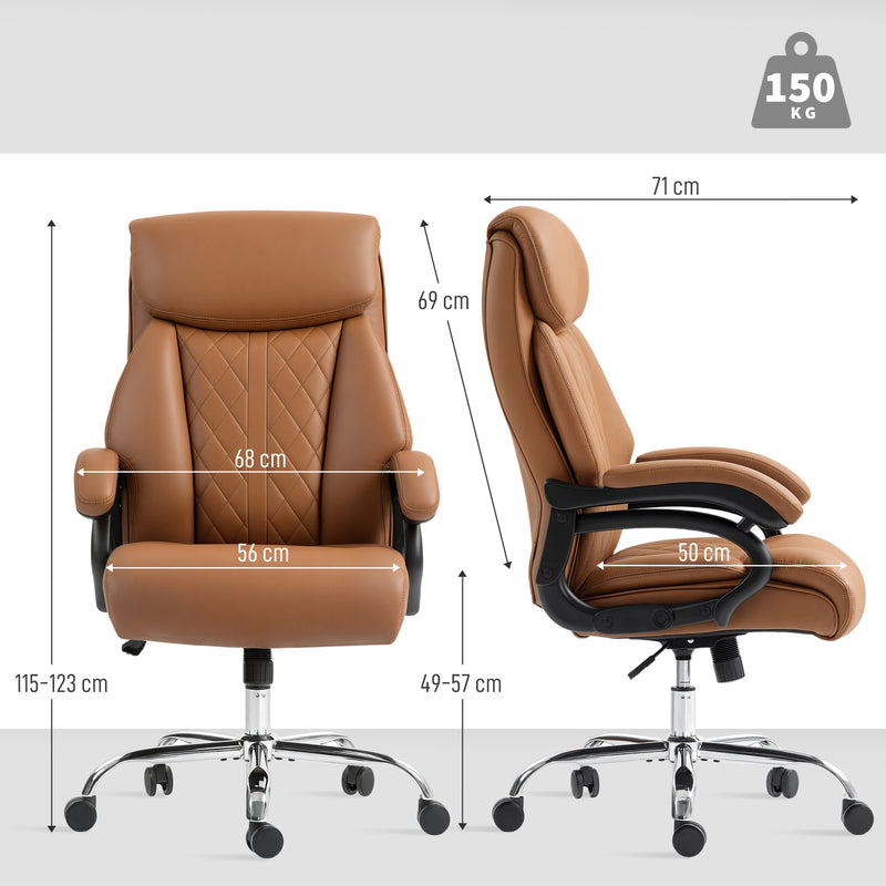Ergonomic Faux Leather Office Chair With Spring Padding For All Day Comfort Light Brown