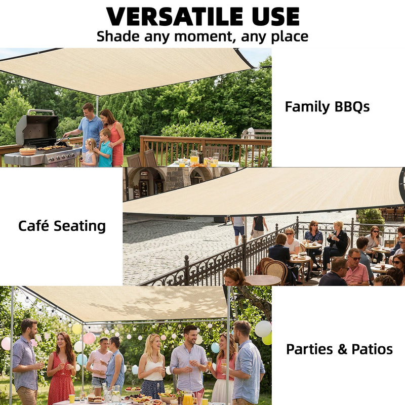 Sun Shade Sail for Garden or Patio with UV Protection Easy Setup 3 x 3.6m Beige AOSOM