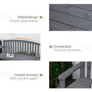 2 Seater Grey Wooden Garden Bench With Arms