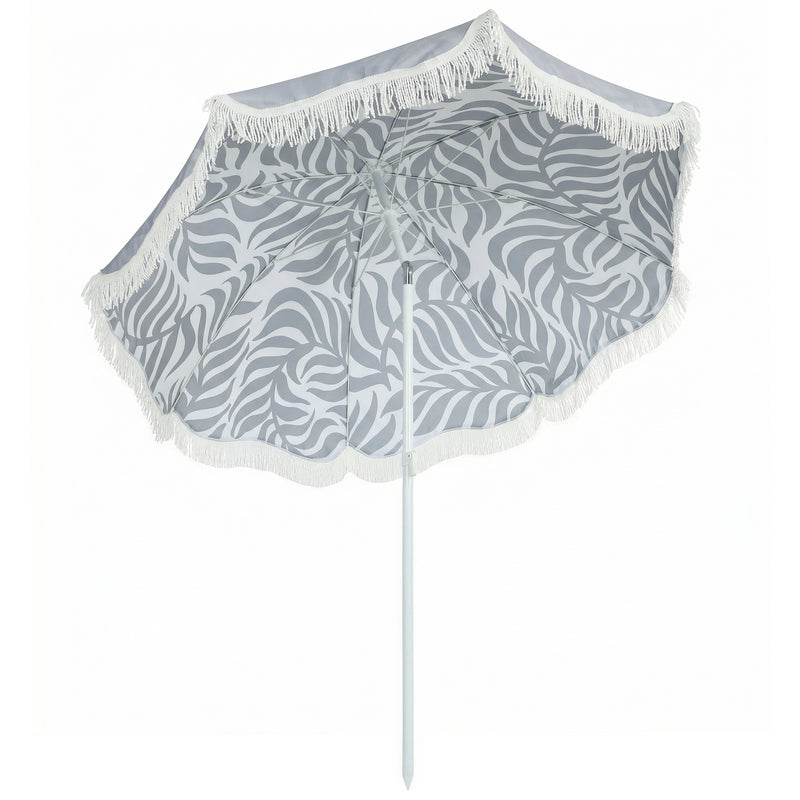 Beach Umbrella with Adjustable Tilt and Carry Bag for Easy Shade Light Grey Outsunny