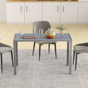 Dining Table for 4 with Easy Clean Glass Top and Steel Frame for Modern Homes Grey AOSOM
