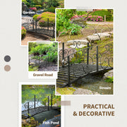 Outsunny 184cm Metal Arch Garden Garden Bridge, Safety Siderails, Arc Footbridge for Garden Creek, Stream, Pond, Black AOSOM