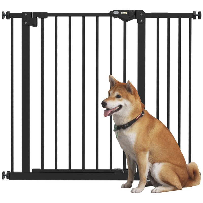 Extra Wide Adjustable Dog Safety Gate for Doorways and Stairs 74 to 94cm Black