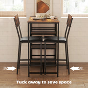 3 Piece Bar Table Set With Stools Space Saving Design For Kitchen Or Dining Area Brown Black