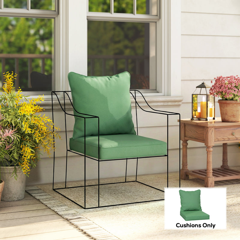 Garden Chair Cushion Set for Lasting Outdoor Comfort with Removable Washable Covers Green Outsunny