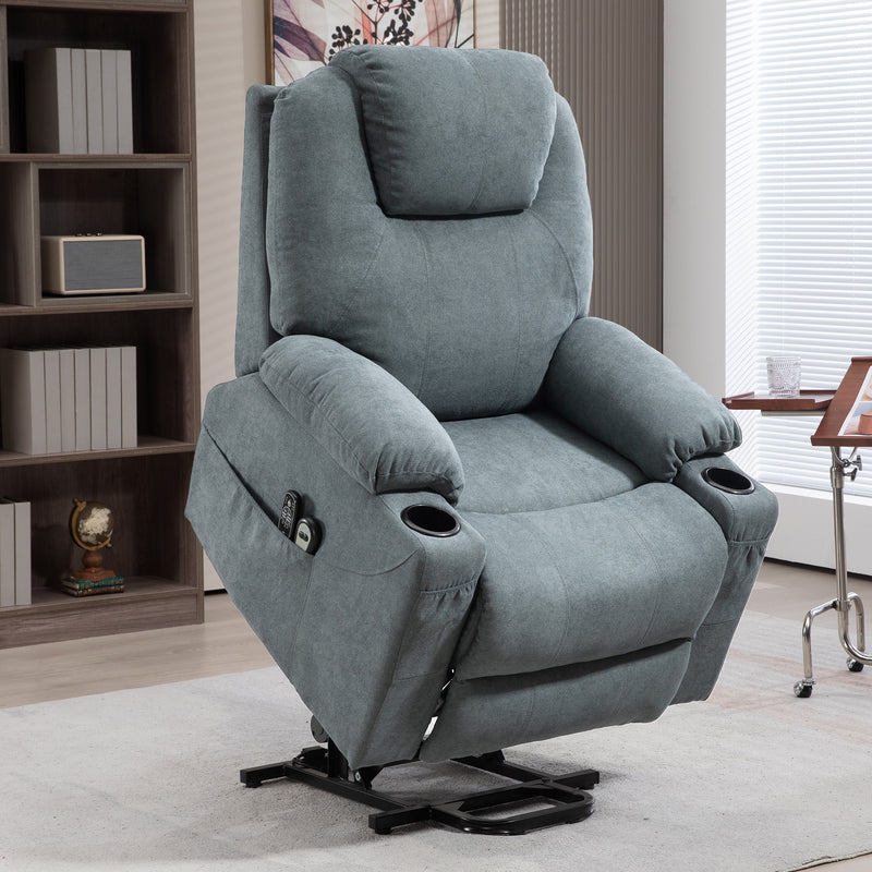 Electric Lift Recliner Armchair With Heat and Massage Function for Elderly, Grey