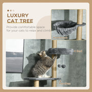 Floor to Ceiling Cat Tree Tower with Hammock and Scratching Posts for Indoor Play Grey
