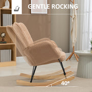 Wingback Rocking Chair Light Brown Soft Fleece for Relaxing Comfort by HOMCOM