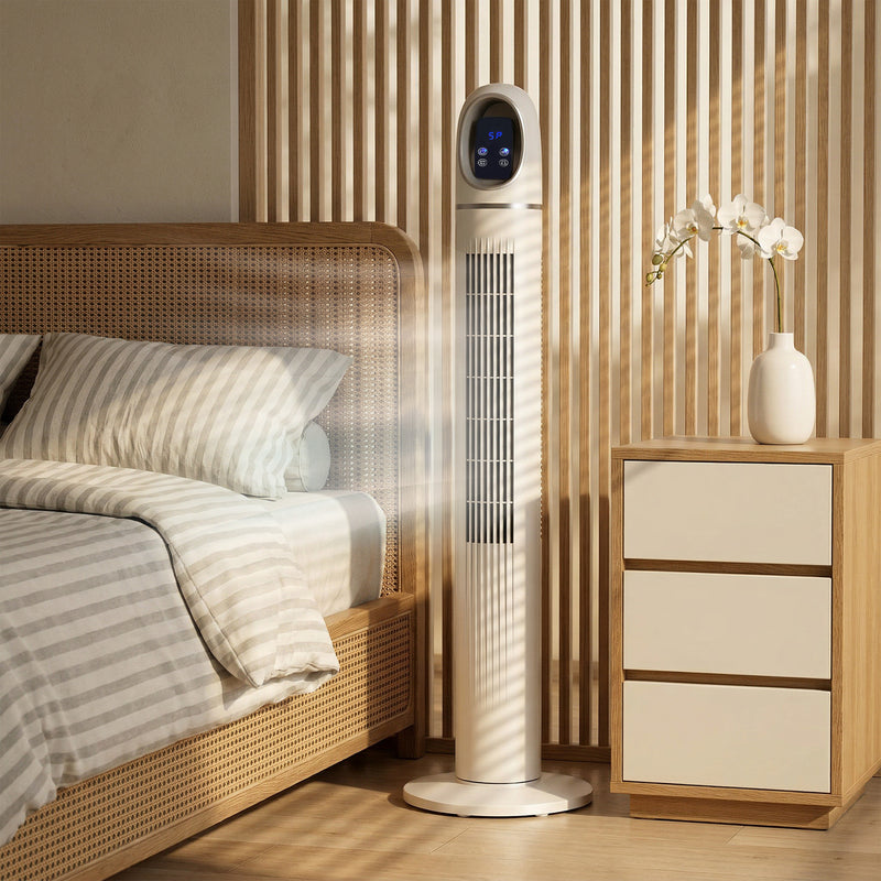 Tower Fan with Quiet Sleep Mode and Remote Control for Bedroom or Living Room White