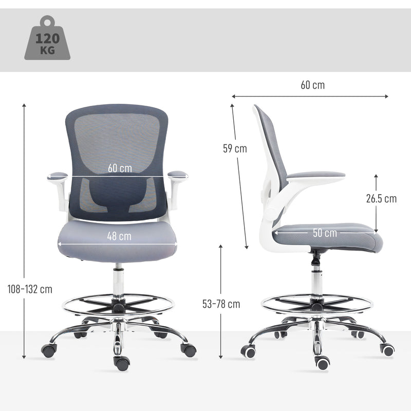 Adjustable Draughtsman Office Chair with Lumbar Support for Long Work Sessions Charcoal Grey