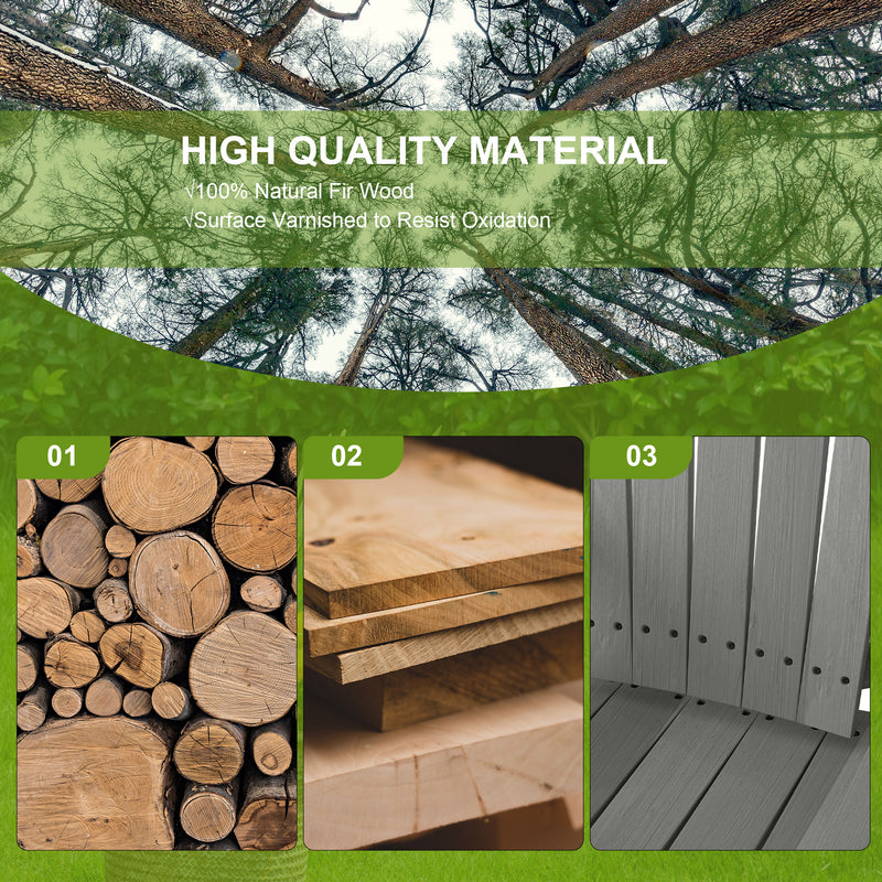 Grey Wooden 2 Seater Garden Bench with Centre Coffee Table by Outsunny