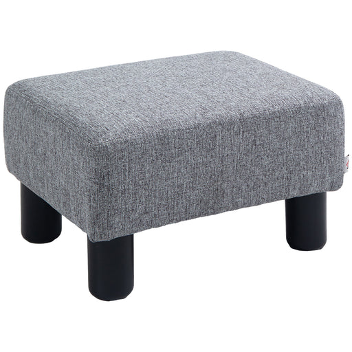Linen Fabric Footstool Ottoman Cube with Sturdy Legs Ideal for Living Rooms, Grey