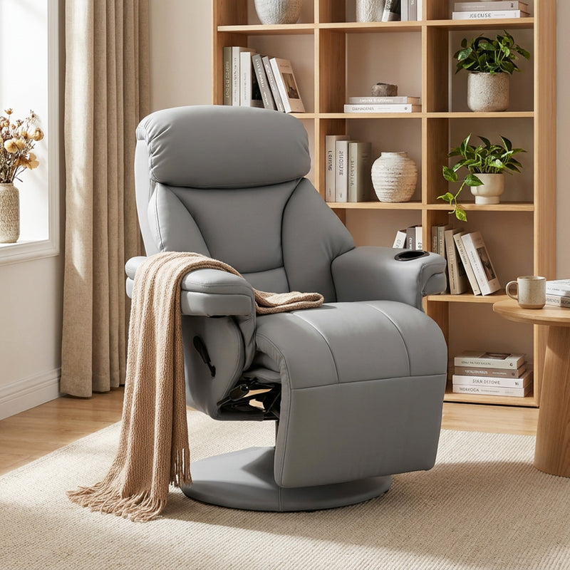 Recliner Chair with Swivel Base and Easy Clean Waterproof Upholstery for Living Room
