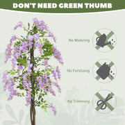 Tall Purple Artificial Wisteria Plant With 756 Leaves And Pot For Indoor Home Decor