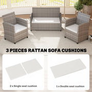 Outdoor Seat Cushion Set for Rattan or Garden Furniture with Removable Covers Cream White Outsunny