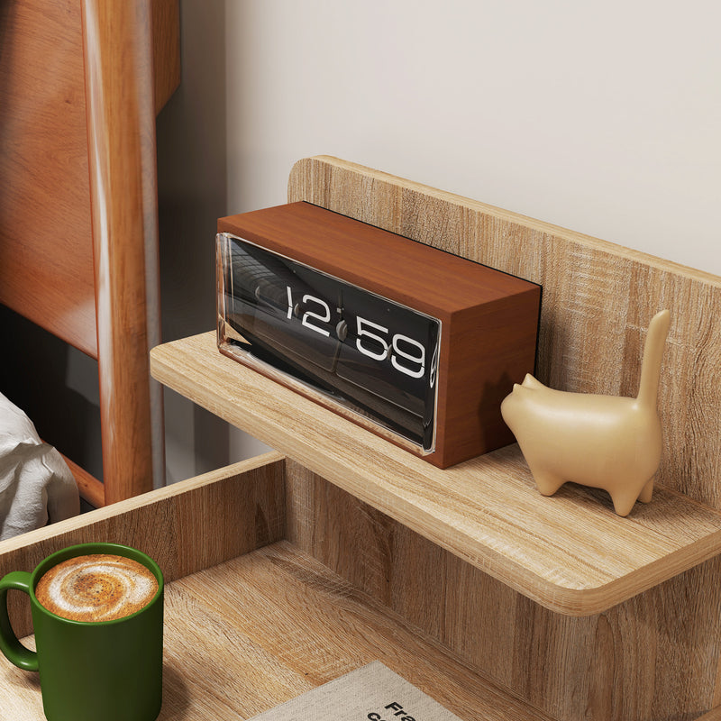 White Wood Effect Bedside Table with Multi Storage Shelves by HOMCOM