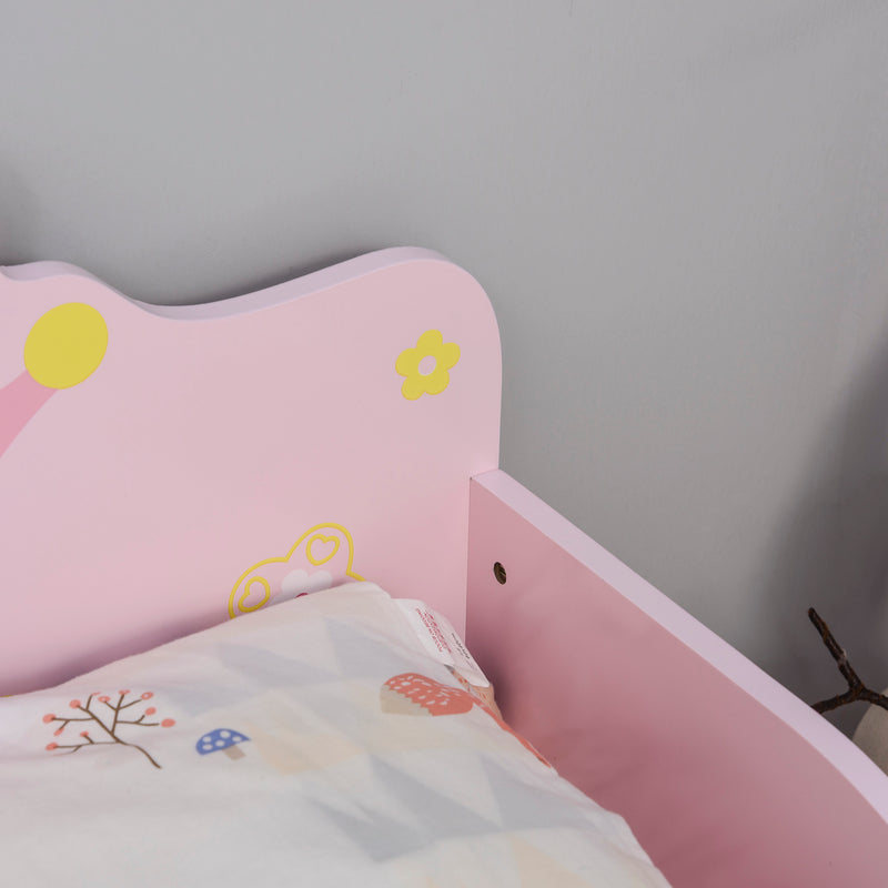 Pink Toddler Princess Bed with Safety Rails and Slats for Girls Aged 3 to 6 Years