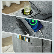 Electric Recliner Massage Armchair with Heat USB Port and Cup Holders for Lounge Grey AOSOM