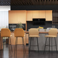 Set of 4 Upholstered Bar Stools with Backs and Steel Legs for Kitchen or Dining, Light Brown AOSOM