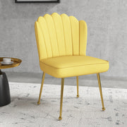 Set of 2 Shell Accent Chairs with Velvet Upholstery Ideal for Living Room or Bedroom Yellow