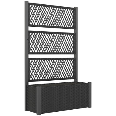 Charcoal Grey Garden Planter Box with Trellis for Climbing Plants and Vegetables by Outsunny