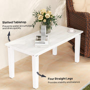 White Rectangular Outdoor Coffee Table All-Weather HDPE With Slatted Top by Outsunny