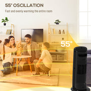 2000W Ceramic Electric Fan Heater With Thermostat And Oscillation For Home Office Black