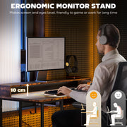 Reversible Computer Desk with LED Lights and Power Outlets 120cm Gaming Desk Rustic Brown by HOMCOM