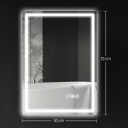 Silver LED Bathroom Mirror 50 x 70 cm with Bluetooth and Anti Fog Feature