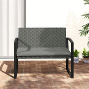 Grey Black Two Seater Rattan Garden Bench Weather Resistant by Outsunny
