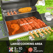 Black 7.5kW Three Burner Gas BBQ Grill With See Through Lid by Outsunny