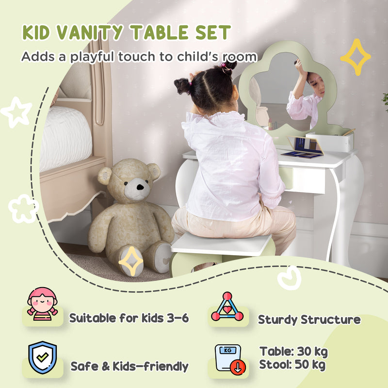 5 Piece Kids Table and Chair Set with Flower Design for Toddlers Aged 3 to 5 Pink AOSOM