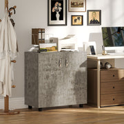 Grey Two Tier Locking Office Storage Cabinet with Shelves by Vinsetto