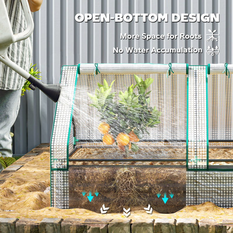 Metal Raised Garden Bed with Cover for Herbs and Vegetables White and Dark Grey by Outsunny