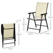 Set of 6 Folding Garden Chairs in Beige for Outdoor Dining or Patio Seating
