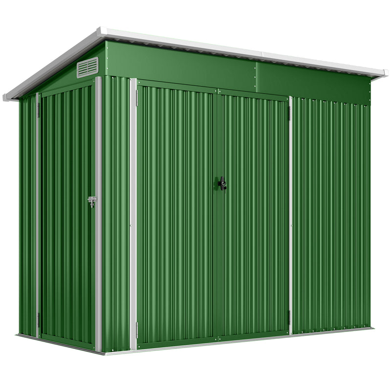 Metal Garden Storage Shed for Bikes and Tools with Lockable Doors Weatherproof Green Outsunny