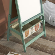 3 in 1 Kids Art Easel with Paper Roll and Storage Shelf for Drawing and Painting, Green