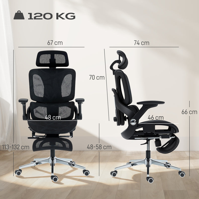 Ergonomic High Back Mesh Office Chair With Lumbar Support For Home Or Work, Black AOSOM