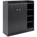 Black Shoe Storage Cabinet with Adjustable Shelves Ideal for Hallways and Bedrooms