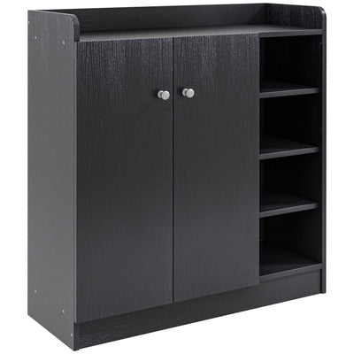 Black Shoe Storage Cabinet with Adjustable Shelves Ideal for Hallways and Bedrooms