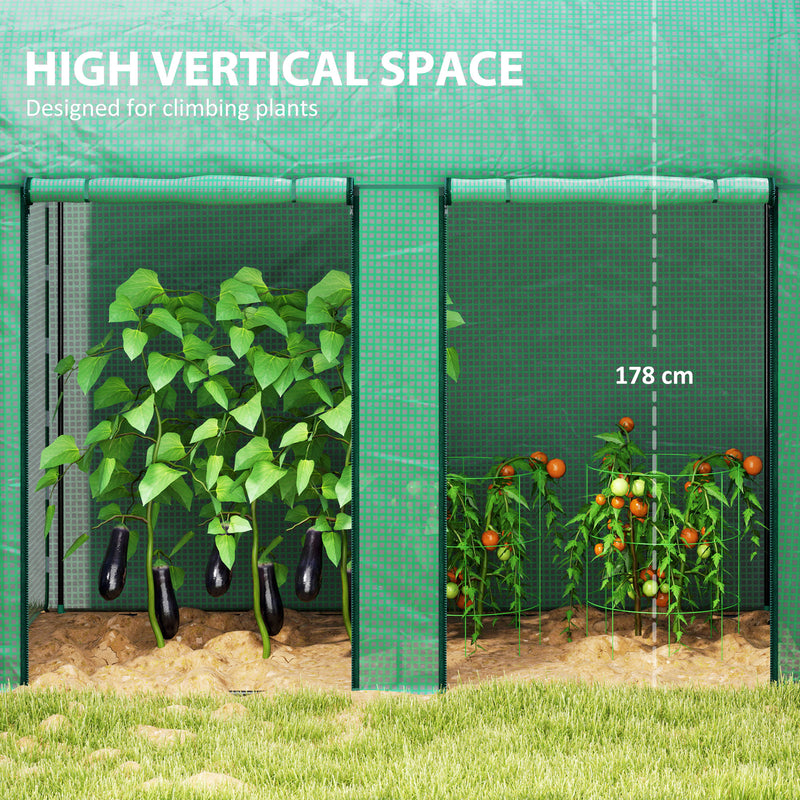 Walk In Garden Greenhouse With Zipped Door For Growing Plants And Herbs Green AOSOM