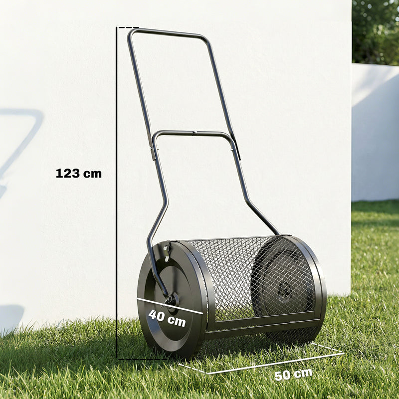 Compost Spreader with Adjustable Handle for Easy Lawn and Garden Care Black AOSOM