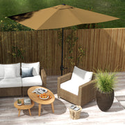 Brown 2 x 3m Rectangular Garden Parasol with Crank Tilt Aluminium Pole Sun Shade