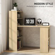120cm Modern Computer Desk with 6 Shelves Natural Wood Finish by HOMCOM