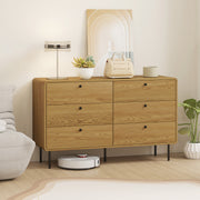 Wooden 6 Drawer Chest of Drawers with Spacious Storage for Bedroom or Living Room Oak