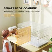 Large Bird Cage with Divider and Slide Out Tray for Budgies and Canaries White