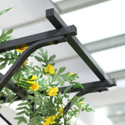 Metal Garden Arch with Trellis Sides for Climbing Plants and Outdoor Decor Dark Grey Outsunny