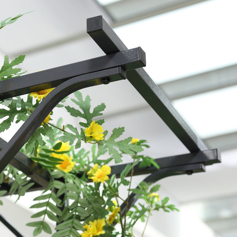 Metal Garden Arch with Trellis Sides for Climbing Plants and Outdoor Decor Dark Grey Outsunny