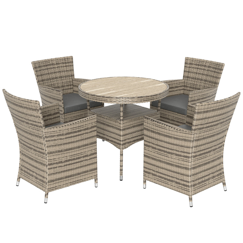 Grey 5 Piece Rattan Garden Furniture Set With Two Tier Coffee Table by Outsunny